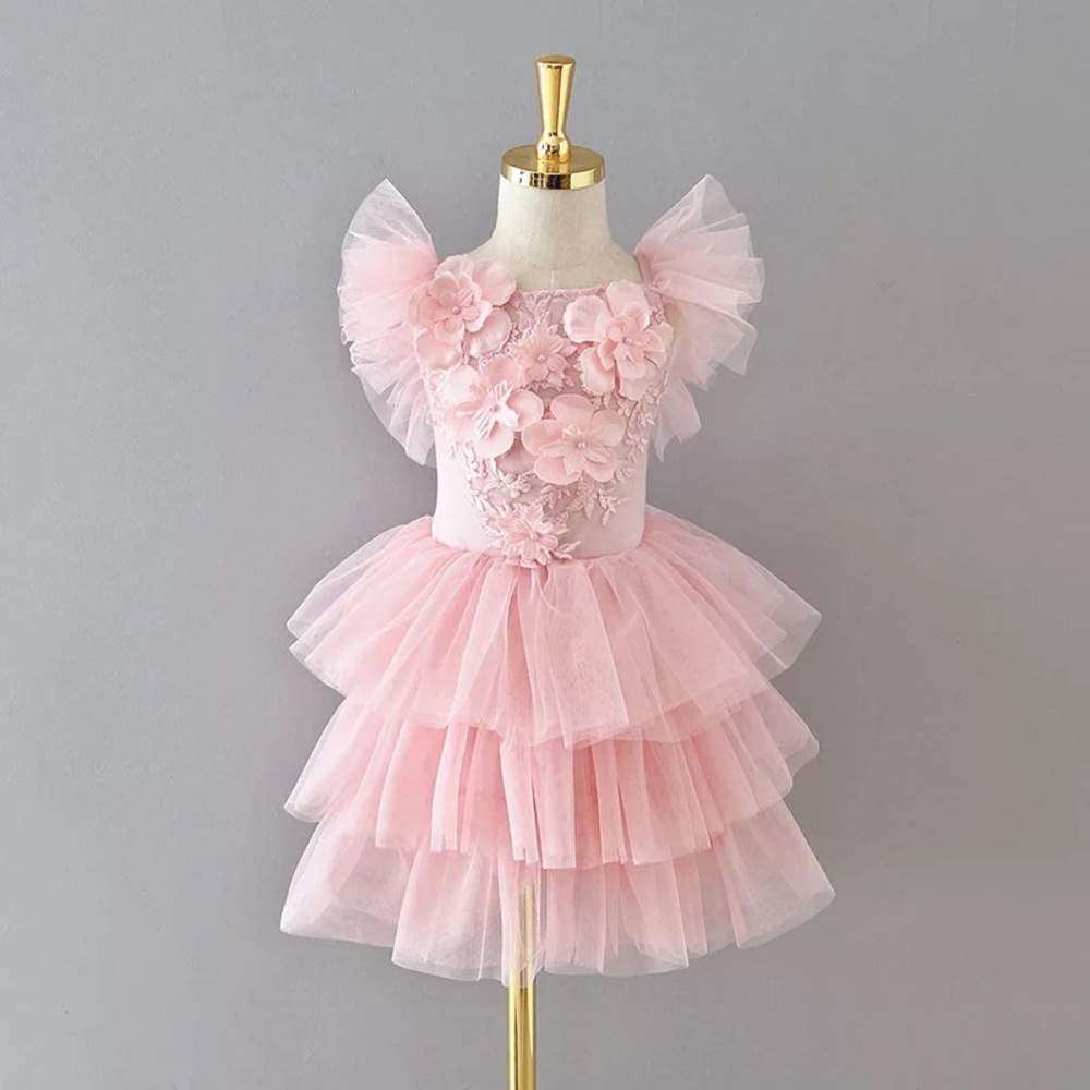 Girls Pink Formal Tulle Dress